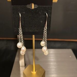 Pearl long dangle earrings